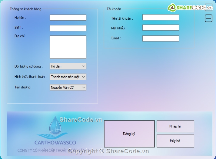 quản lý cấp thoát nước,C# quản lý cấp thoát nước,Quản lý nước C#